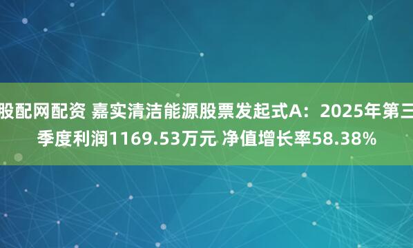 股配网配资 嘉实清洁能源股票发起式A：2025年第三季度利润1169.53万元 净值增长率58.38%